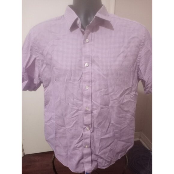 UNTUCKit Mens Shirt Medium M Lilac Purple Check Colonia Casual 100% Cotton - Picture 1 of 12